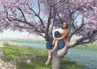 桜日和  桜の季節にあわせて製作したイラストです。桜の質感はShadeの実用3DデータをVueに取り込んで2Dで書き出したものを使用して製作し ました。桜とアシュレイが共に綺麗に見えるようライティングは時間をかけて検討しています。DAZ Gallaryでマンスリーに選ばれた作品です。　（2007年3月製作）  使用ソフト　Vue5　Poser6　PaintShopPro　Shade8.5｜クレジット　V4 Teen Ashley - Mega Pack（DAZ）